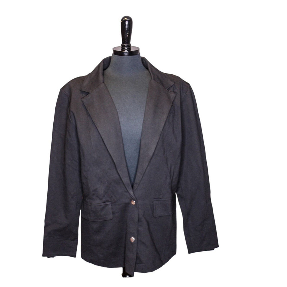 Lola Jeans Black Monaco Blazer Jacket 2 Snap Closure Stretch Size L
